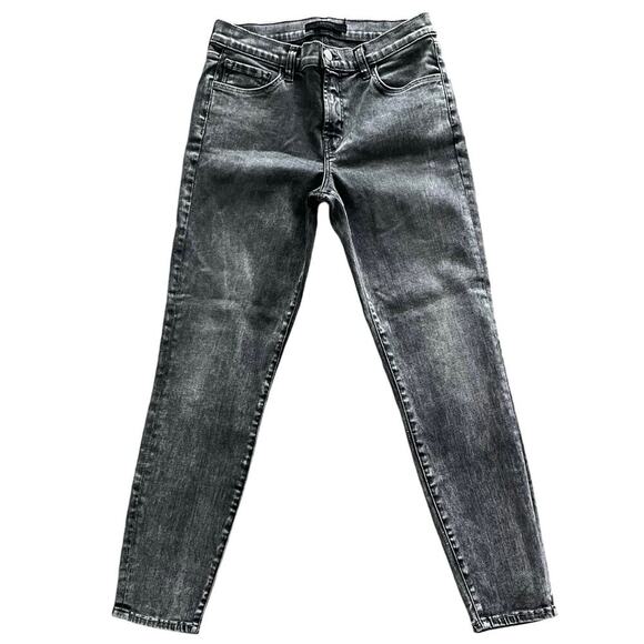 J Brand Hook Up Jeans 28 Faded Distressed Gray Denim Skinny Crop Casual - Picture 1 of 10